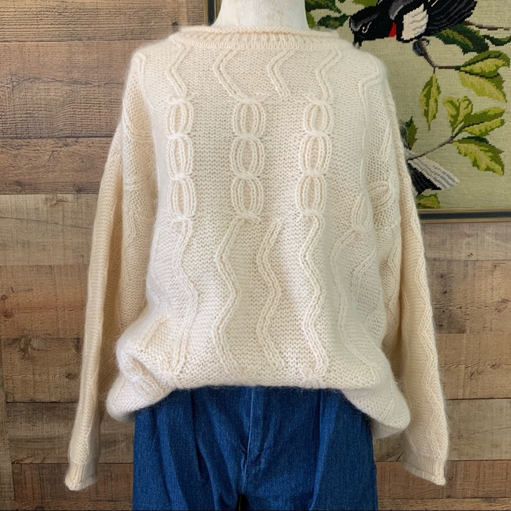 Vintage 1990s oversized chunky mohair knit sweater.